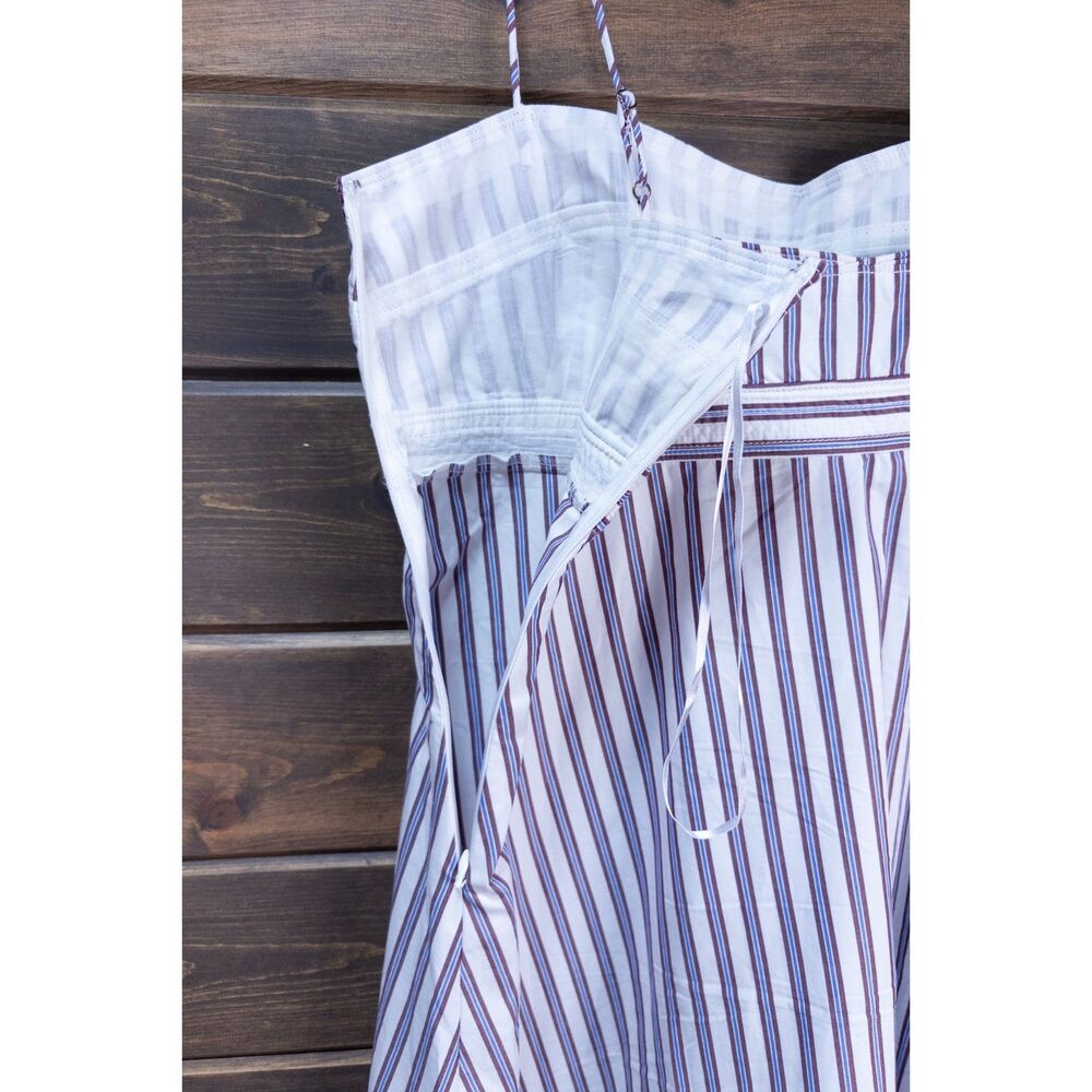 J.Crew Empire Waist Dress Striped Cotton Poplin Midi 12P Large MSRP $168 - Picture 6 of 10